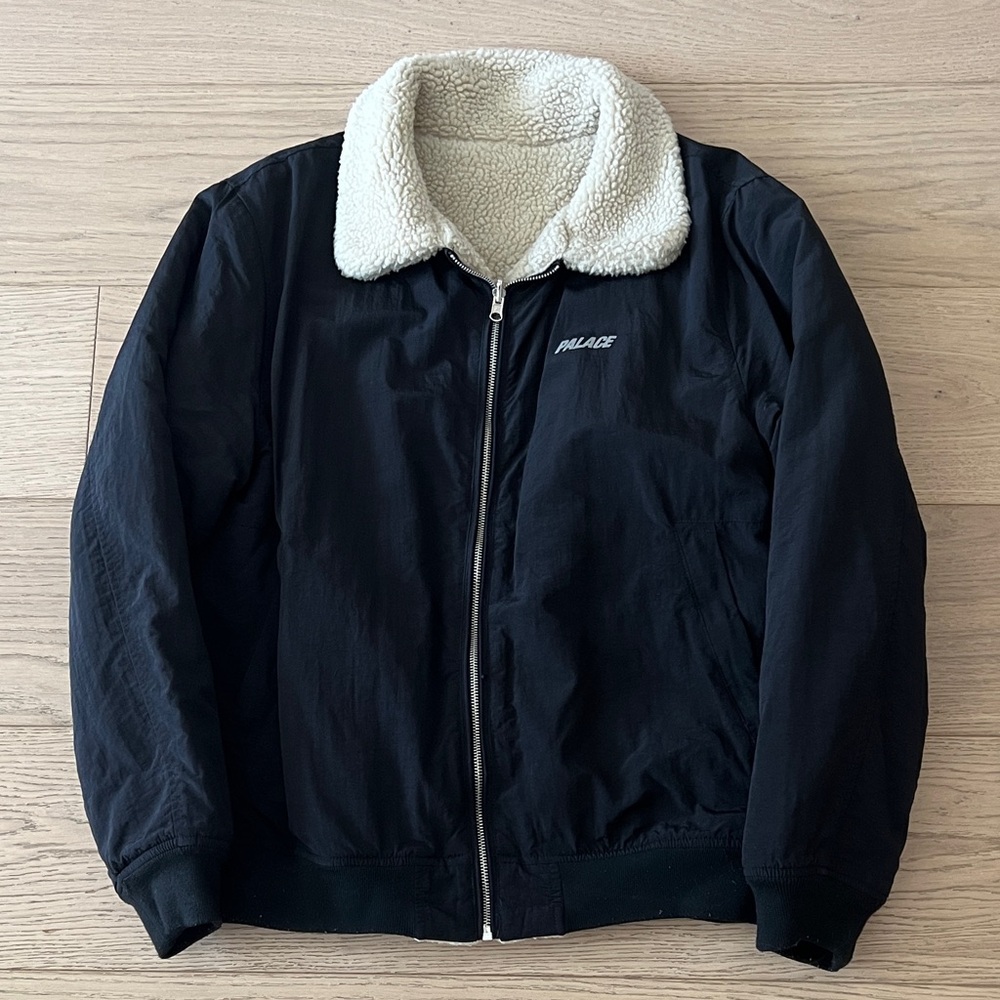 Palace Black Bomber Jacket with Cream Collar